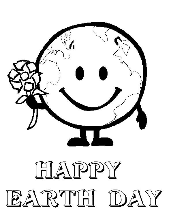 Online coloring book: Little earth with flower coloring page